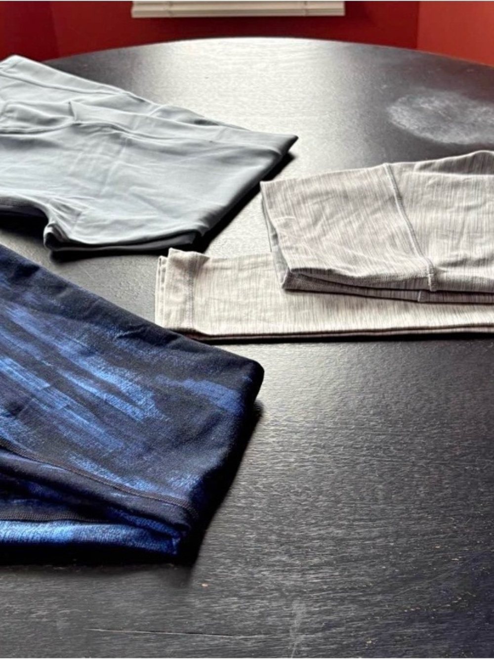 Lululemon —Lot of 3 Folded Activewear Leggings - Blue, Light Gray, Heather Gray